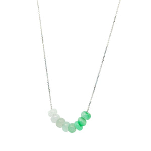14Kt WG Burmese Green Jadeite Ombre Abacus Necklace