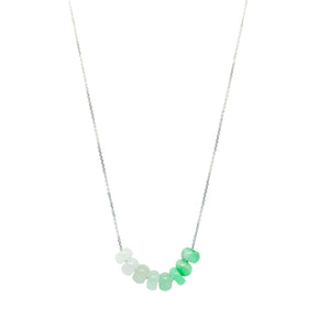 14Kt WG Burmese Green Jadeite Ombre Abacus Necklace