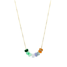 14Kt YG Burmese Rainbow Jadeite Abacus Necklace