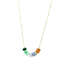 14Kt YG Burmese Rainbow Jadeite Abacus Necklace