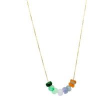 14Kt YG Burmese Rainbow Jadeite Abacus Necklace