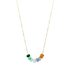 14Kt YG Burmese Rainbow Jadeite Abacus Necklace