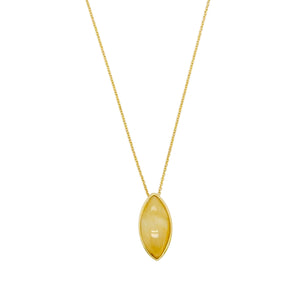 18Kt YG Burmese Icy Honey Jadeite Eye Necklace