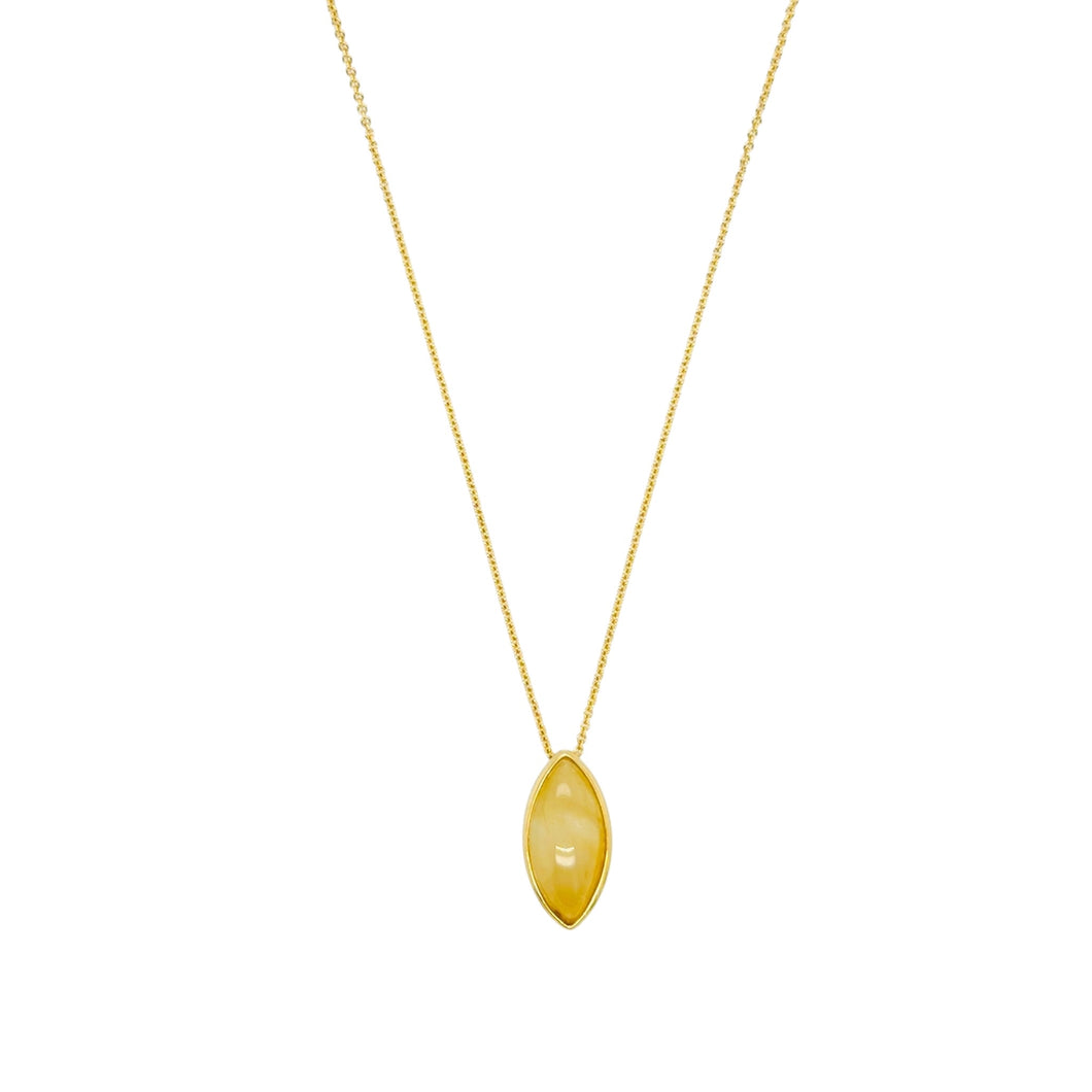 18Kt YG Burmese Icy Honey Jadeite Eye Necklace