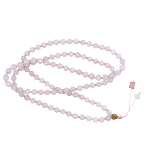 5mm Burmese Pink Jadeite Paired w/Burmese Jadeite Heart & Pink Tourmaline Mala Necklace