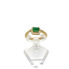18kt YG Burmese Apple Green Jadeite .20ct Diamond Cuban Chain Link Ring