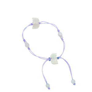 Burmese Jadeite Bat and Treasure Vase Four Points Silk Bracelet