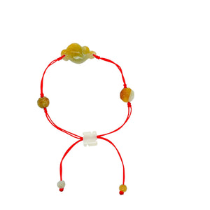 Burmese Jadeite Ruyi, Lotus, Baqua, Buddha's Heart Four Point Blessings Silk Bracelet