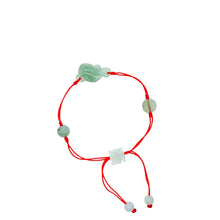 Burmese Jadeite Ruyi, Lotus, Baqua, Buddha's Heart Four Point Blessings Silk Bracelet