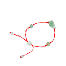 Burmese Jadeite Ruyi, Lotus, Baqua, Buddha's Heart Four Point Blessings Silk Bracelet