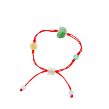 Burmese Jadeite Ruyi, Lotus, Baqua, Buddha's Heart Four Point Blessings Silk Bracelet