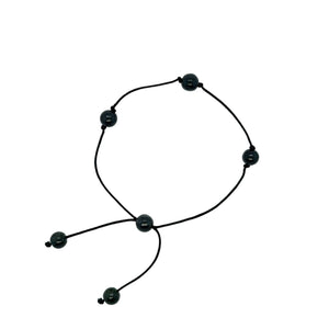 Burmese Black Jadeite Four Points Silk Bracelet