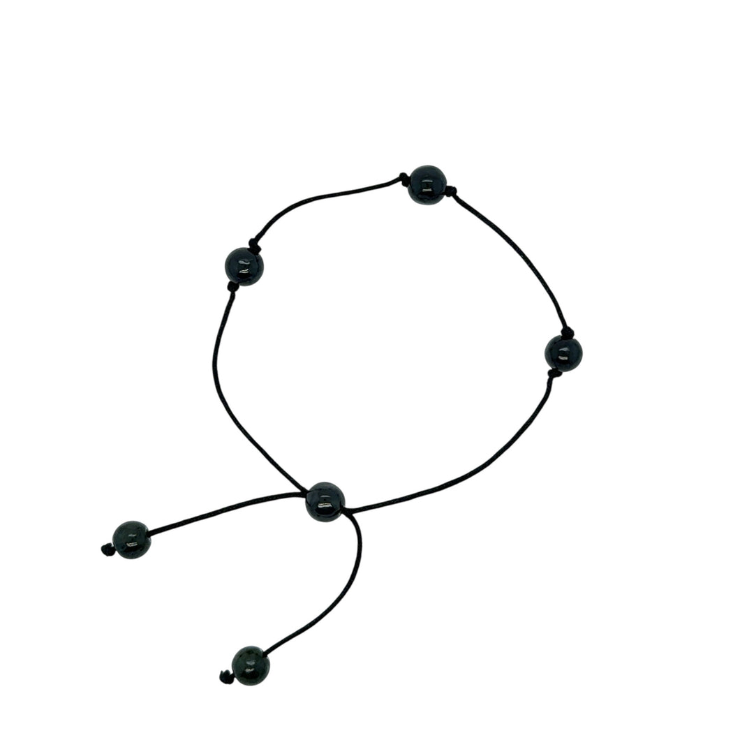Burmese Black Jadeite Four Points Silk Bracelet