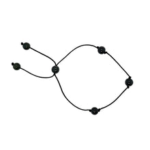 Burmese Black Jadeite Four Points Silk Bracelet