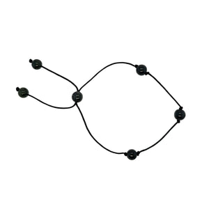 Burmese Black Jadeite Four Points Silk Bracelet