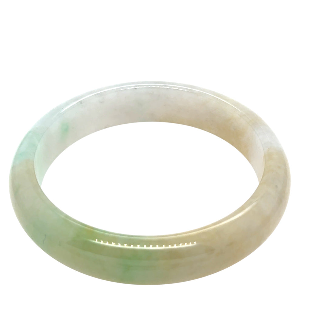 Burmese Icy Honey Tri Color Jadeite Comfort Fit Bangle