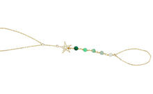 14kt YG Burmese Jadeite Chakra Diamond Star Hand Wristlet