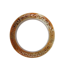 Burmese Red Jadeite Carved Phoenix, Gold Coins & Double Happiness Asymmetrical Comfort Fit Bangle