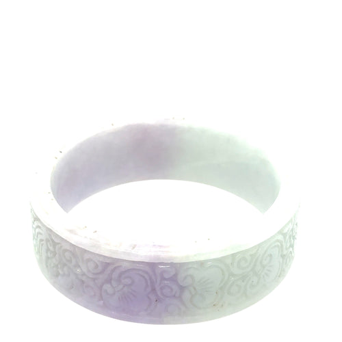 Burmese Lavender Green Jadeite Garden Storyboard 20mm Wide Comfort Fit Bangle