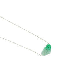 14kt WG Thai Link Chain, Burmese Apple Green Jadeite Ruyi Cloud Necklace