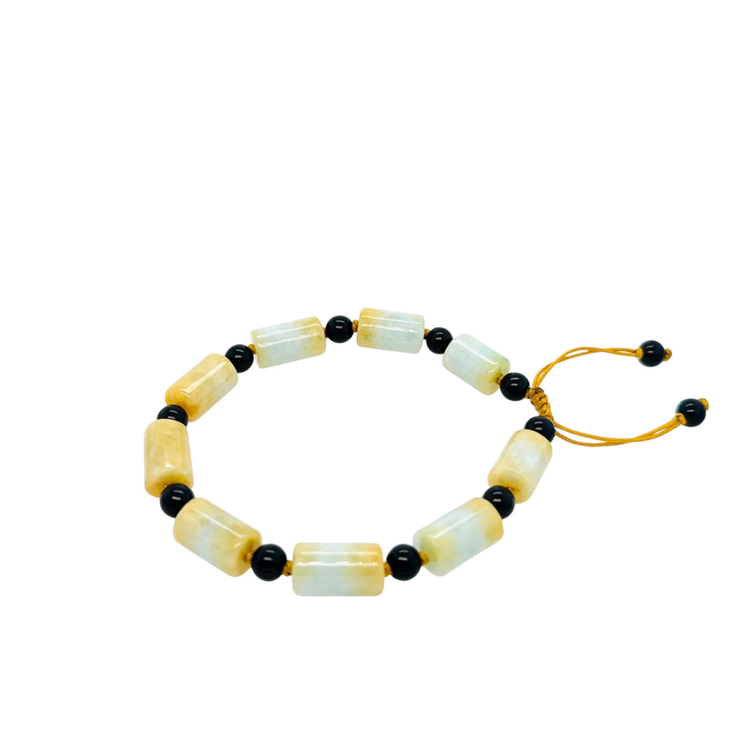 Burmese Honey Blue Bi Color Jadeite Men's Grounding Silk Bracelet