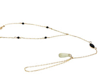 14kt YG Burmese Black Jadeite & Icy Jadeite Raindrop of Happiness Hand Wristlet