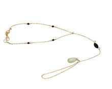 14kt YG Burmese Black Jadeite & Icy Jadeite Raindrop of Happiness Hand Wristlet