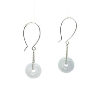 14kt WG Burmese Icy Blue Jadeite Bi Drop Earrings