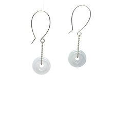 14kt WG Burmese Icy Blue Jadeite Bi Drop Earrings