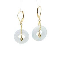 14kt YG Leaver Backs, 18Kt YG Diamond Eye Paired w/Burmese Icy Blue Jadeite Ancient Coin Earrings