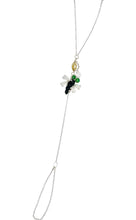 14kt WG, Burmese Tri-Color Jadeite Dragonfly Paired w/Yellow Diamond Briolette & Diamond Drop Hand Wristlet