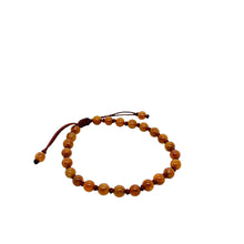 Burmese 5mm Orange Jadeite Men's Mala Silk Bracelet
