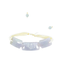 Burmese Lavender Jadeite Carved Bat Interlocking Silk Bracelet