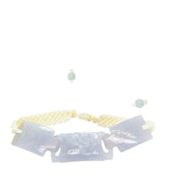 Burmese Lavender Jadeite Carved Bat Interlocking Silk Bracelet