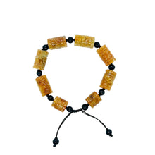 Burmese Orange & Black Jadeite Carved Spirit Drum Men's Silk Bracelet