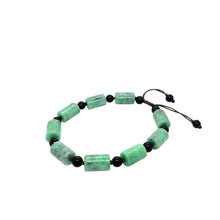 Burmese Green & Black Jadeite Men's Silk Bracelet
