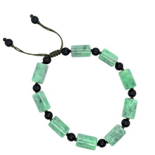 Burmese Green & Black Jadeite Men's Silk Bracelet