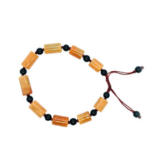 Burmese Red & Black Jadeite Men's Silk Bracelet