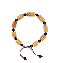 Burmese Red & Black Jadeite Men's Silk Bracelet