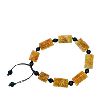 Burmese Orange & Black Jadeite Carved Spirit Drum Men's Silk Bracelet