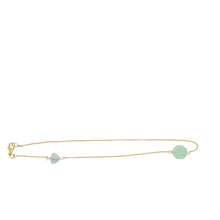 14kt YG Burmese Jadeite Baqua & Heart Anklet