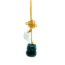 Burmese Jadeite Fat Money Cat & Fish Charm