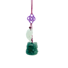 Burmese Jadeite Fat Money Cat & Fish Charm