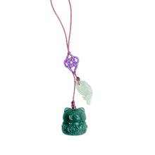 Burmese Jadeite Fat Money Cat & Fish Charm