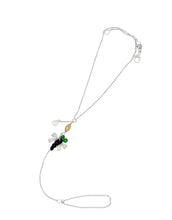 14kt WG, Burmese Tri-Color Jadeite Dragonfly Paired w/Yellow Diamond Briolette & Diamond Drop Hand Wristlet