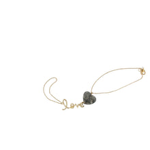 14kt YG Diamond LOVE & Burmese Icy Gray Jadeite Heart Hand Wristlet