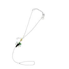 14kt WG, Burmese Tri-Color Jadeite Dragonfly Paired w/Yellow Diamond Briolette & Diamond Drop Hand Wristlet