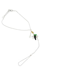 14kt WG, Burmese Tri-Color Jadeite Dragonfly Paired w/Yellow Diamond Briolette & Diamond Drop Hand Wristlet