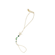 14kt YG Burmese Jadeite Chakra Diamond Star Hand Wristlet