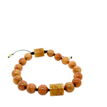 Burmese Red Jadeite Spirit Drum Mala Silk Bracelet